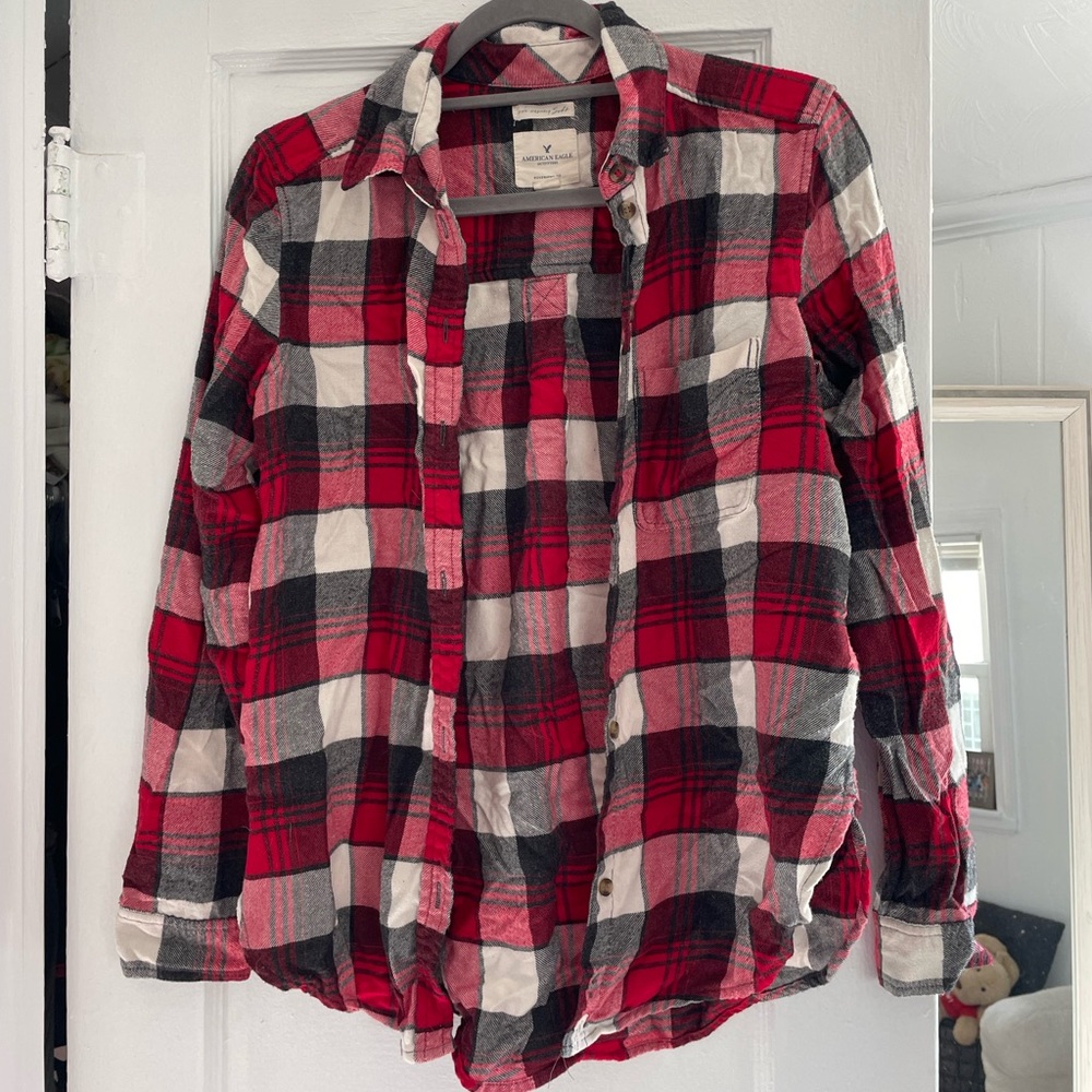 American Eagle Red Black White Flannel